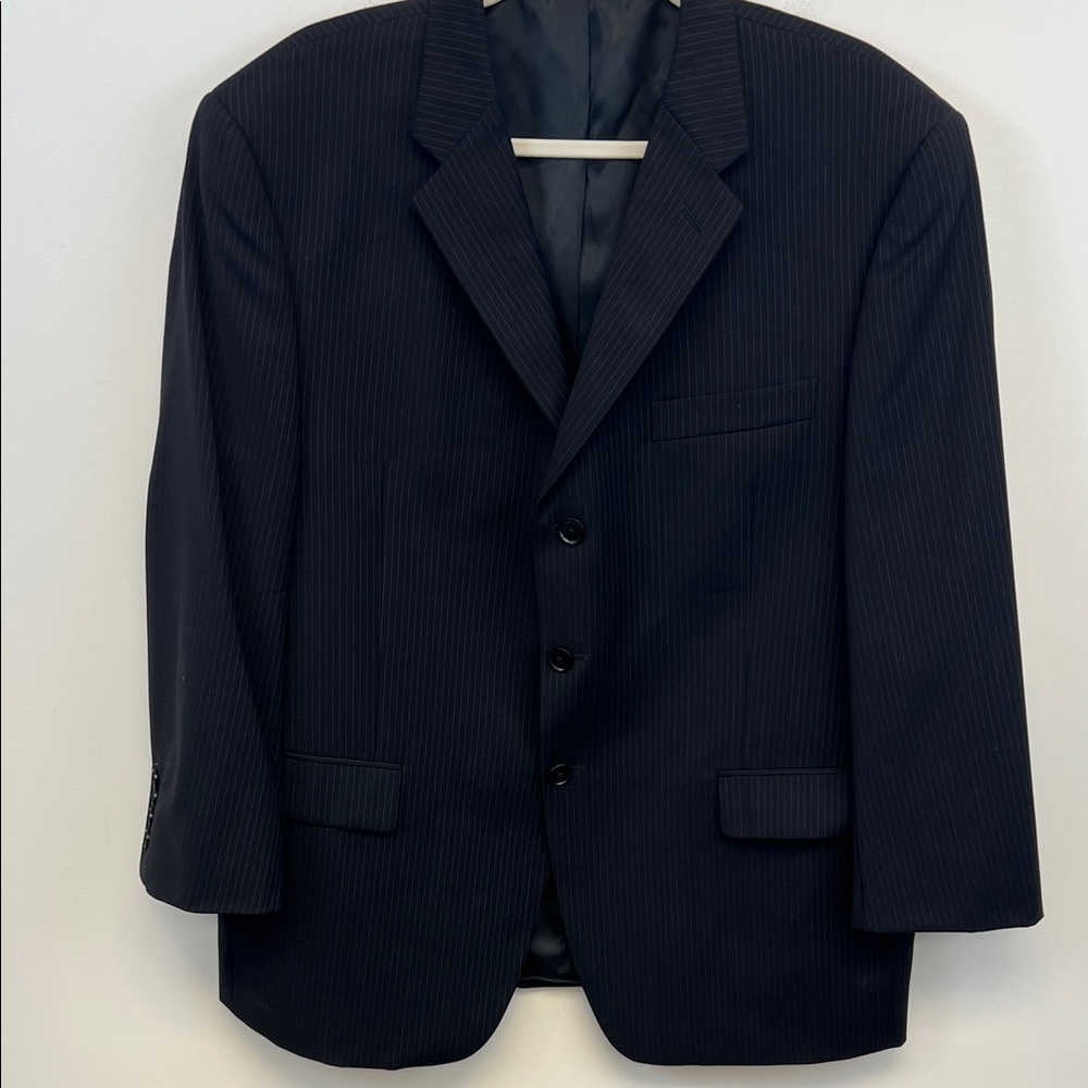Axcess Men's Black Pinstripe 3 Button Suit Coat /Jacket Size Size 44S